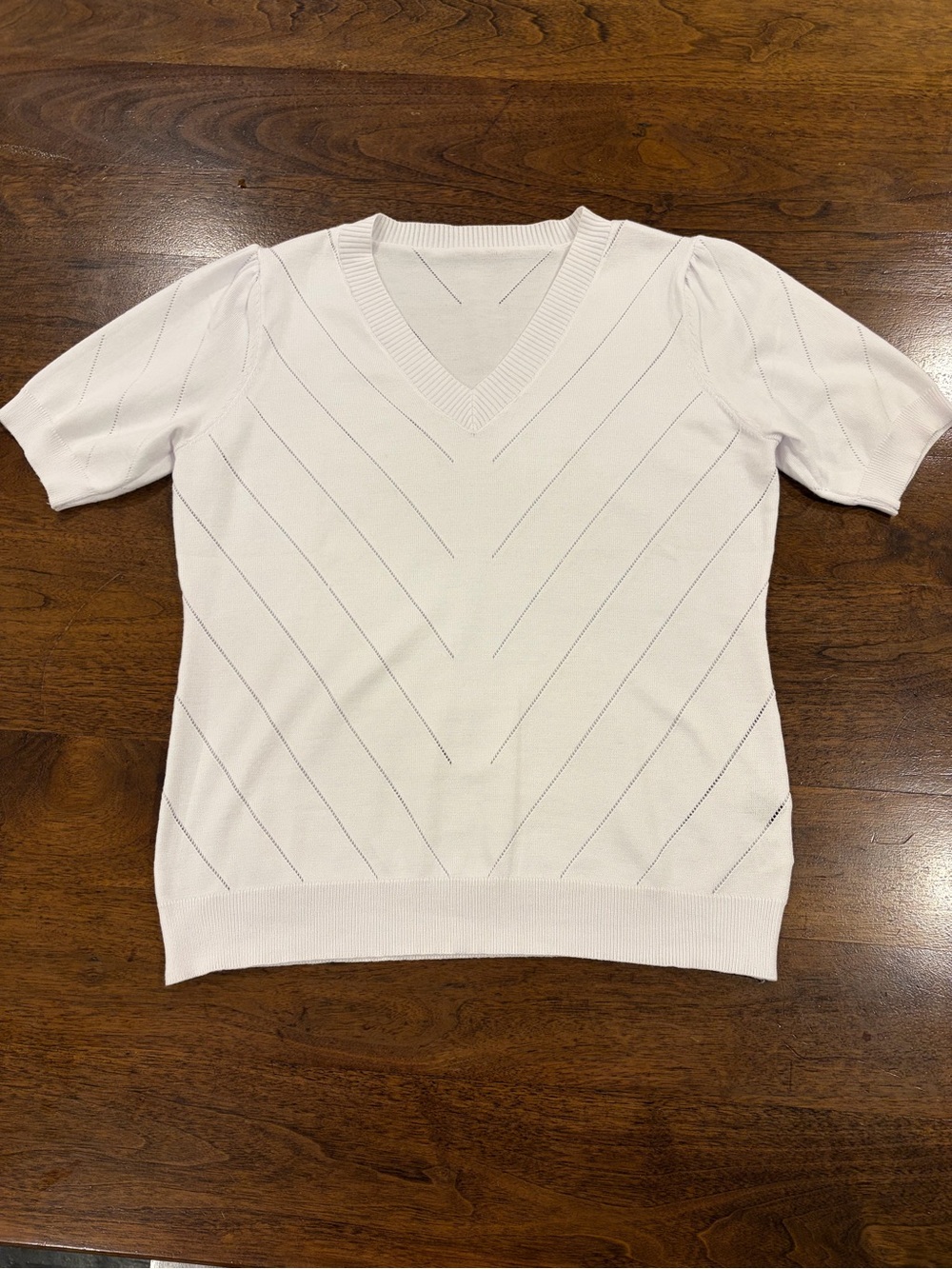 White V-Neck Short Sleeve Lightweight Summer Sweater